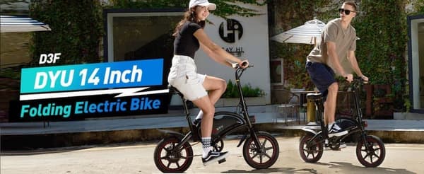 DYU D3F Elcykel 36V10AH Litiumbatteri 250W Borstlös Motor 14-tums Däck Dubbla Skivbromsar Vuxen Elcykel