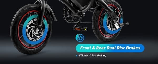 DYU D3F Elcykel 36V10AH Litiumbatteri 250W Borstlös Motor 14-tums Däck Dubbla Skivbromsar Vuxen Elcykel