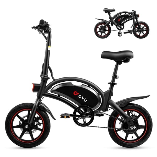 DYU D3F Elcykel 36V10AH Litiumbatteri 250W Borstlös Motor 14-tums Däck Dubbla Skivbromsar Vuxen Elcykel