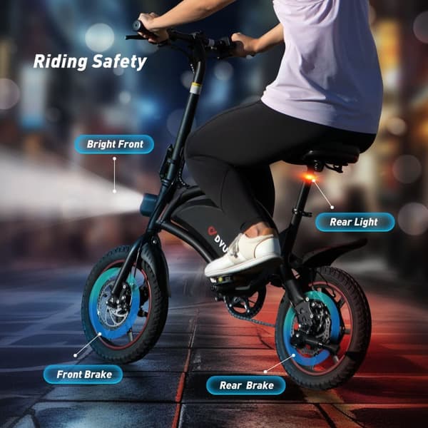 DYU D3F Elcykel 36V 10Ah Batteri 250W Motor 14-tums Däck 40KM Körsträcka Skivbroms Elcykel Lämplig för Vuxna och Tonåringar