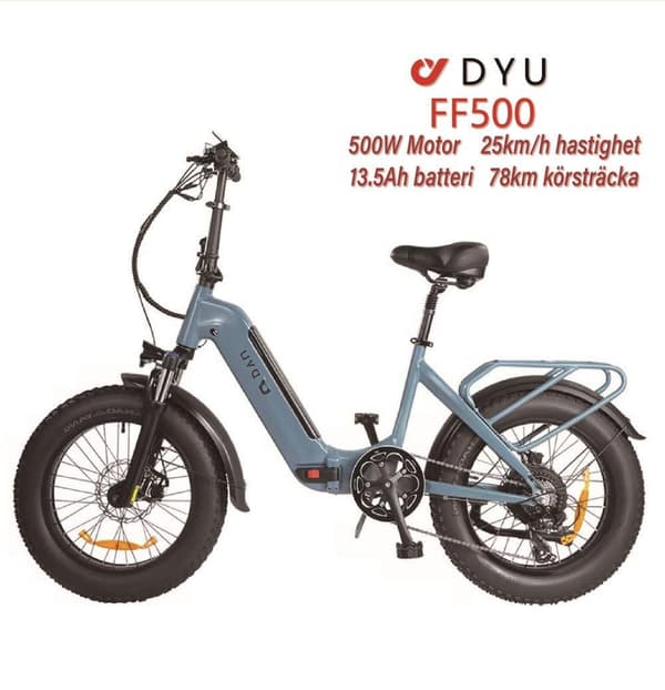 DYU FF500 Elcykel 48V 13.5Ah Batteri 500W Motor 20-tums Däck 70 km Körsträcka Skivbroms Elcykel Lämplig för vuxna och tonåringar