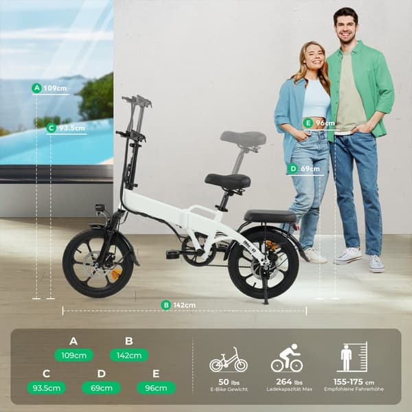 Sammenklappelig Elcykel iSinwheel U3 - 16" - 500W 36V 7.8Ah - Sort