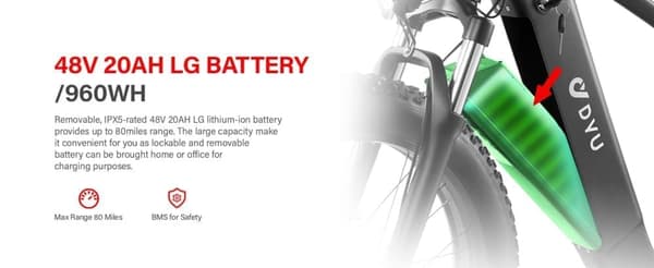 DYU King 750 Elcykel 750W Borstlös Motor 48V18AH Litiumbatteri 26-tums Däck Dubbla Skivbromsar 110 km Räckvidd Elcykel för Vuxna
