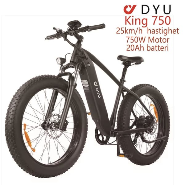DYU King 750 Elcykel 48V 18Ah Batteri 750W Motor 26-tums Däck 110 km Körsträcka Skivbroms Elcykel Lämplig för Vuxna och Tonåringar