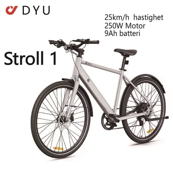 DYU Stroll 1 Elcykel 36V 9Ah Batteri 250W Motor 700*38C Däck Dubbla Hydrauliska Skivbromsar Elcykel Lämplig för Vuxna och Tonåringar-Vit