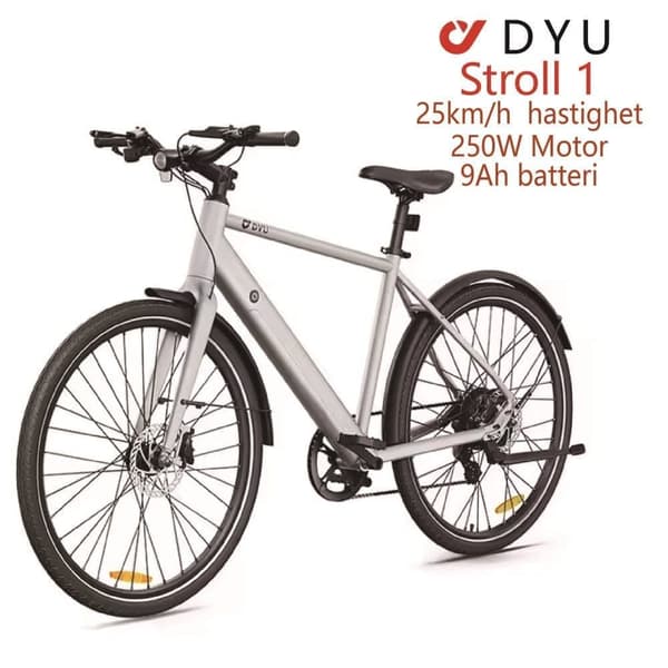 DYU Stroll 1 Elcykel 250W Motor 36V 9Ah Batteri 700*38C Däck Dubbla Hydrauliska Skivbromsar Elcykel Lämplig för Vuxna och Tonåringar-Vit