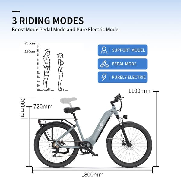 Elcykel för stad OneSport OT05, 27,5", 36V 250W motor, supportapp