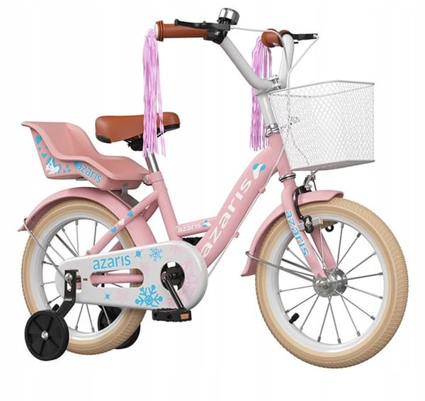 FLICKACYKEL BARN ROSA 16 TUM CYKELHÅLLARE KORG