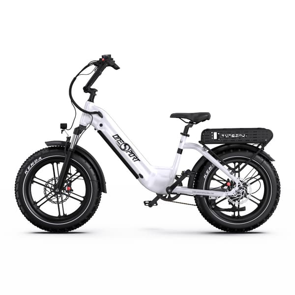 Onesport OT08 20'' sähköpyörä, jossa askellus, 500 W moottori, huippunopeus noin 40 km/h, 18 Ah akku, hydraulinen jarru, 7 vaihdetta, 20*4.0 rengas