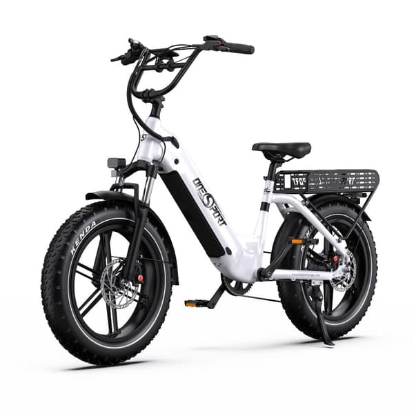 Onesport OT08 20'' sähköpyörä, jossa askellus, 500 W moottori, huippunopeus noin 40 km/h, 18 Ah akku, hydraulinen jarru, 7 vaihdetta, 20*4.0 rengas Valkoinen