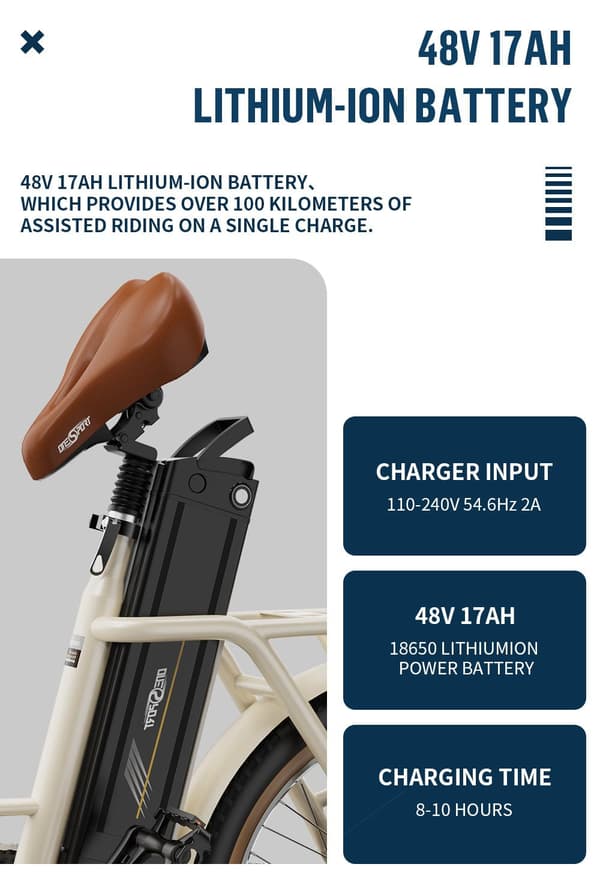 OneSport OT16-2 20'' city elcykel, 250W motor, 48V 17Ah batteri, foldbar, 60-120 km rækkevidde, Shimano 7-gear