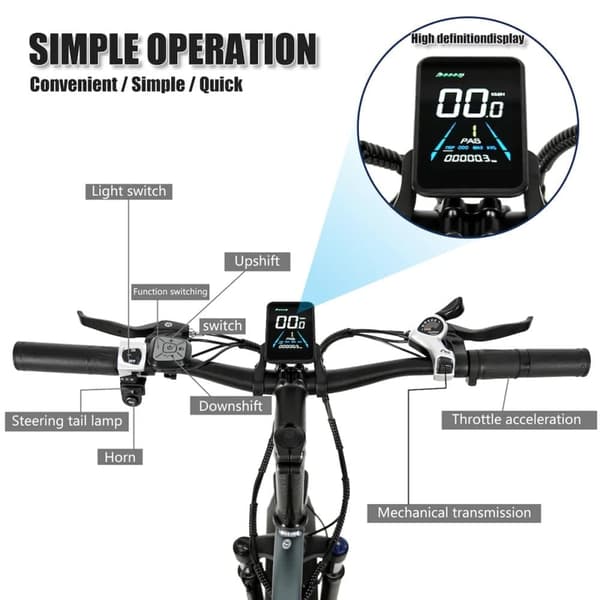 Elektrisk mountainbike CMACEWHEEL T20, 20", 750W 48V 17Ah, Sort Grå