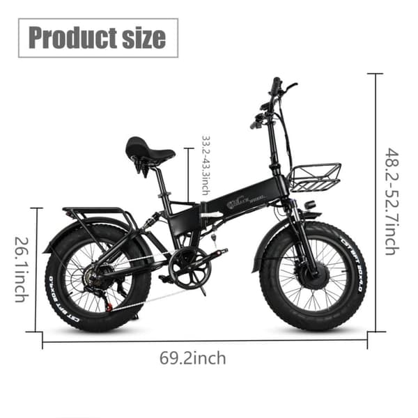Sammenklappelig elcykel med fat CMACEWHEEL RX20MAXT, dobbelt motor 1500W, sort