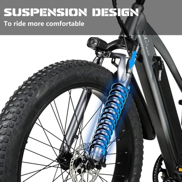 Elektrisk mountainbike CMACEWHEEL TP26, 750W 17Ah, 26"*4.0 Fatbike - Grå Sort