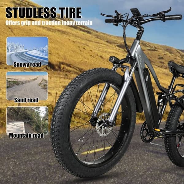 Elektrisk mountainbike CMACEWHEEL TP26, 750W 17Ah, 26"*4.0 Fatbike - Grå Sort