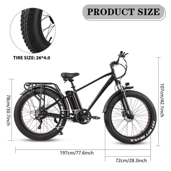 Fat Elcykel CMACEWHEEL KS26, 500W 864Wh, 26" El-Mountainbike