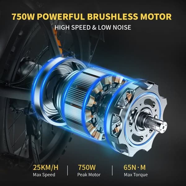 Elekwheels E5 sähköpyörä - 750W moottori, taitettava, nopeus 25km/h, toimintasäde 50-80km, musta