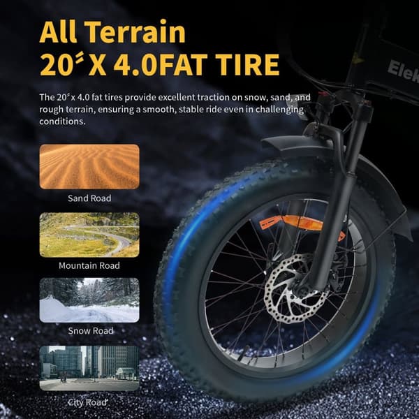 Elekwheels E5 sähköpyörä - 750W moottori, taitettava, nopeus 25km/h, toimintasäde 50-80km, musta