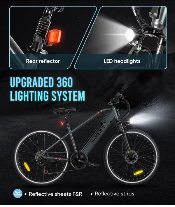 Sähkökäyttöinen työmatkapyörä SAMEBIKE RS-A01MEN, 500W 36V 15Ah, 26"