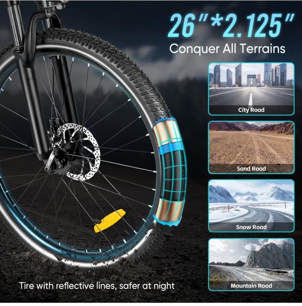 Sähkökäyttöinen työmatkapyörä SAMEBIKE RS-A01MEN, 500W 36V 15Ah, 26"