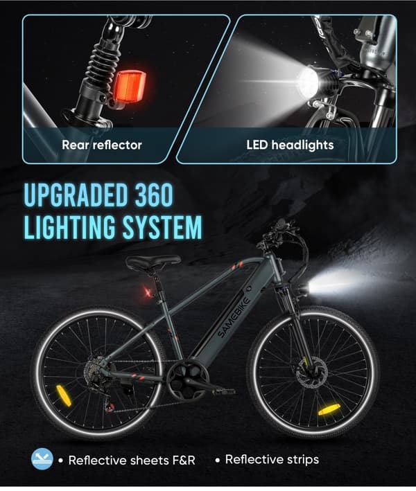 Sähkökäyttöinen työmatkapyörä SAMEBIKE RS-A01MEN, 500W 36V 15Ah, 26"