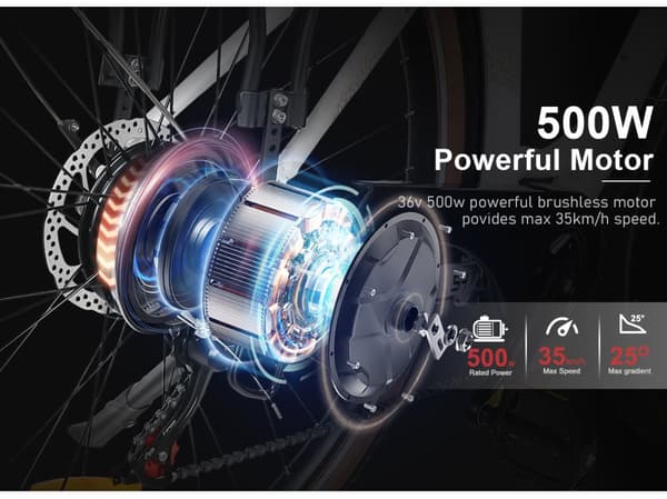 Kaupunkipyörä vapaa-aikaan SAMEBIKE RS-A07, 500W 36V 13Ah