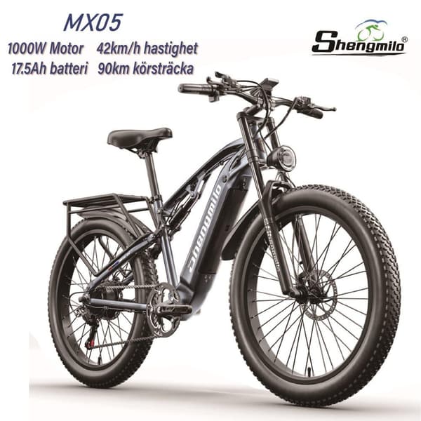 Shengmilo MX05 1000W motor hydraulisk skivbroms 48V 17.5AH batteri 26*3.0 tum breda däck 90km 42km/h vuxen elcykel