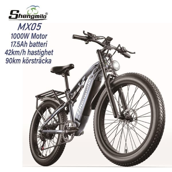 Shengmilo MX05 1000W motor 48V 17.5AH batteri 26*3.0 tum breda däck hydrauliska skivbromsar 90km 42km/h vuxen elcykel