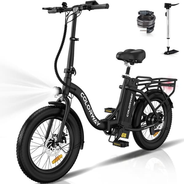 COLORWAY hopfällbar elcykel 20" svart, elektrisk assistentcykel med 36V 12Ah batteri 250W motor, hopfällbar VAE E-BIKE