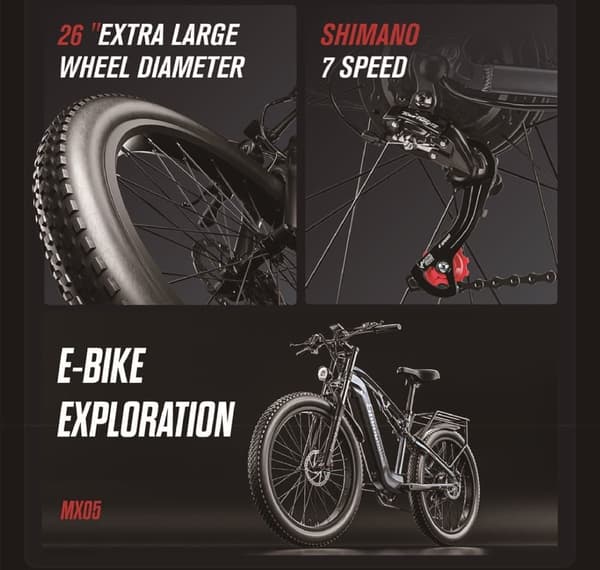 Shengmilo MX05 Elcykel – 1000W Motor, 90km Räckvidd, 26x3.0” Breda Däck, Hydrauliska Bromsar