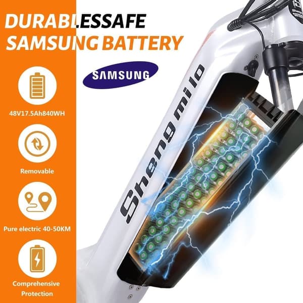 Shengmilo MX06  17.5AH elcykel för vuxna, 500W motor, 42 km/h, 75 km räckvidd, 26*3.0 breda däck, Samsung-batteri, aluminiumram