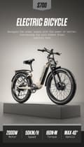 Miniatyrbild 4 av 11: Shengmilo S700 1000W*2 motor 48V 17.5AH batteri vuxen elcykel, hastighet 45 km/h, uthållighet 75 km, 26*3.0 breda däck, dubbelmotor, Samsung batteri