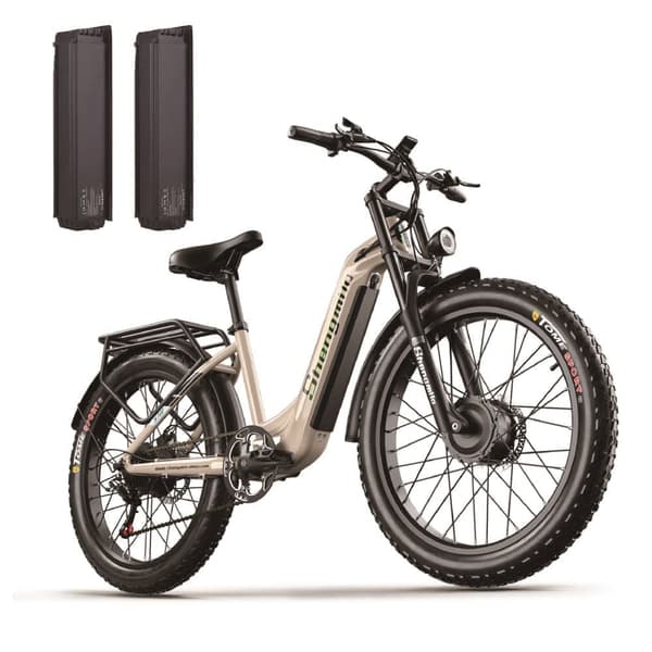 Shengmilo S700 48V 17.5AH 1000W*2 motorbatteri, 45 km/h hastighet, 75 km uthållighet, 26*3.0 breda däck, elcykel för vuxna - dubbelt batteri