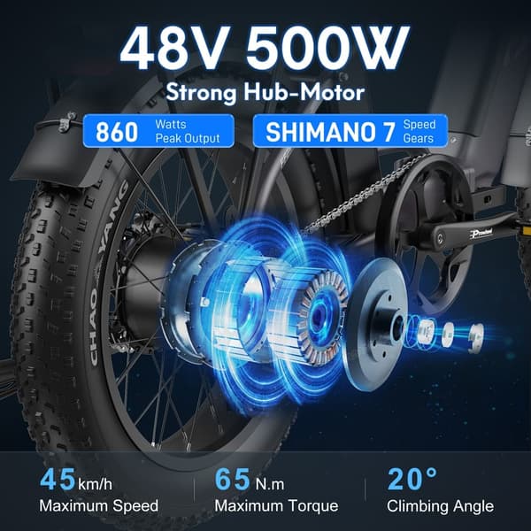 Fafrees FF20 Polar City elcykel, 500W motor, tophastighed 45 km/t, 24AH batteri, op til 150 km rækkevidde (PAS), L1e-B certificeret