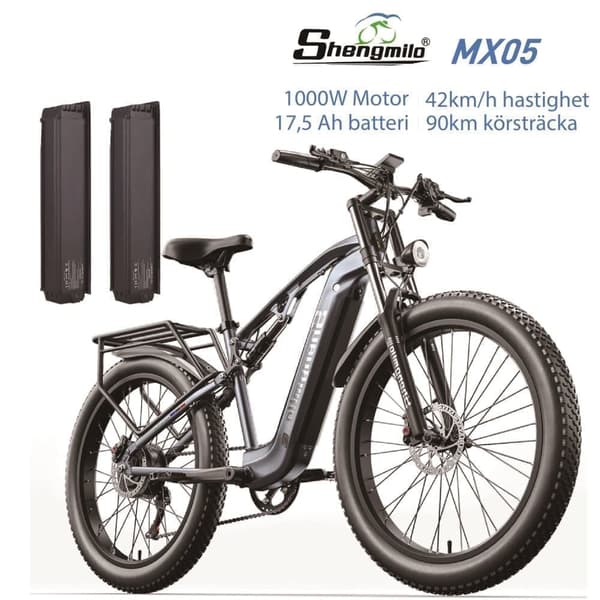 Shengmilo MX05 Elcykel 1000W 48V 17.5Ah – Toppfart 42km/h, Räckvidd 90km