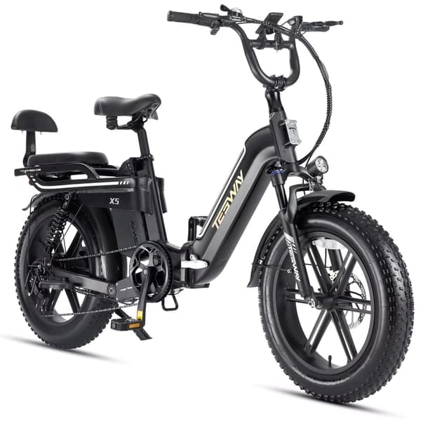 TESWAY X5 fuldaffjedret elcykel, 250W motor, 48V 30Ah batteri, 20 x 4,0'' dæk, tophastighed 45 km/t, rækkevidde 120 km (PAS), Shimano 7 gear