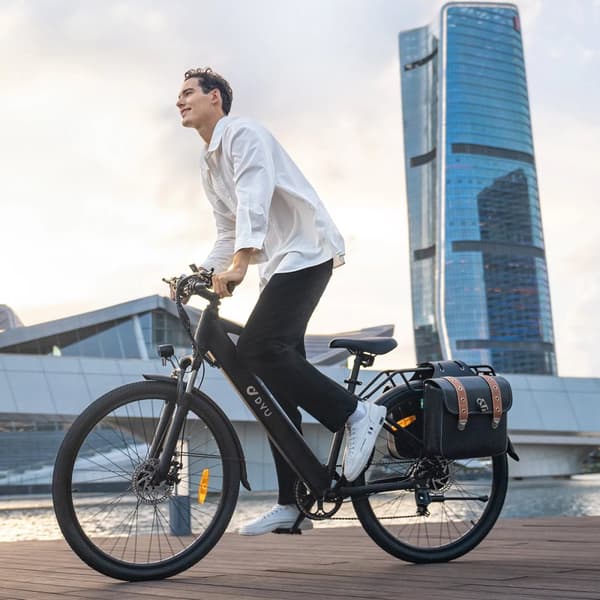Elcykel för stad DYU C5, 27.5", motor 48V 250W, batteri 10Ah, svart