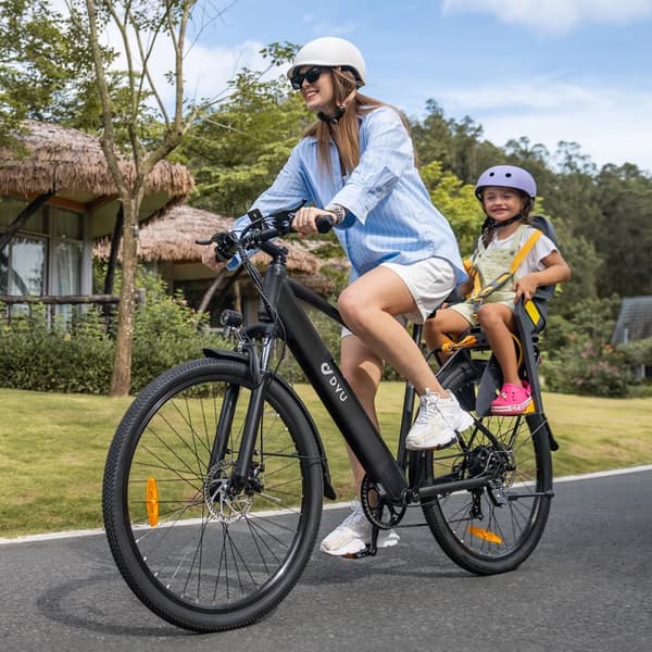 Elcykel för stad DYU C5, 27.5", motor 48V 250W, batteri 10Ah, svart