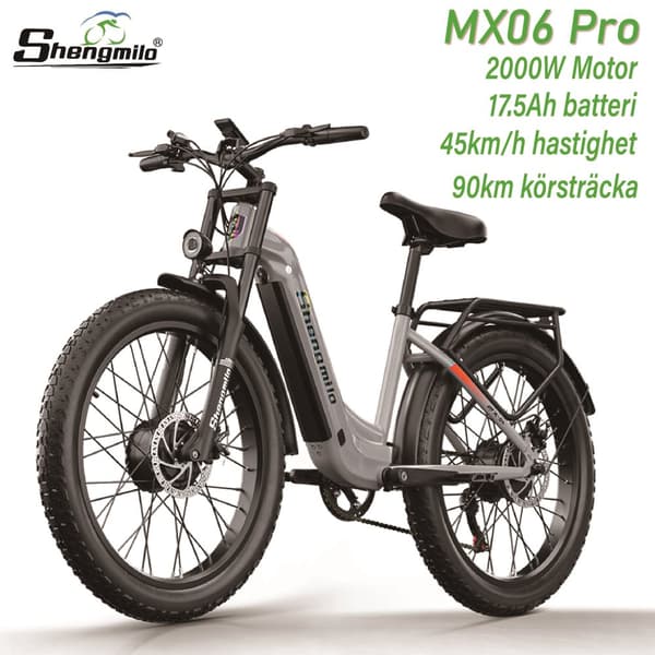Shengmilo MX06 Pro 2*1000W motor 48V 17.5AH batteri 45KM / H hastighet 90KM räckvidd 26 * 3.0 tum fett däck elektrisk cykel