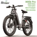 Miniatyrbild 1 av 11: Shengmilo MX06 Pro 48V 17.5AH batteri 2*1000W motor 45KM / H hastighet 90KM räckvidd 26 * 3.0 tum fett däck elektrisk cykel
