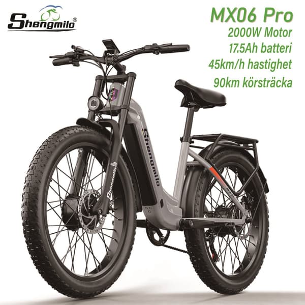 Shengmilo MX06 Pro 48V 17.5AH batteri 2*1000W motor 45KM / H hastighet 90KM räckvidd 26 * 3.0 tum fett däck elektrisk cykel