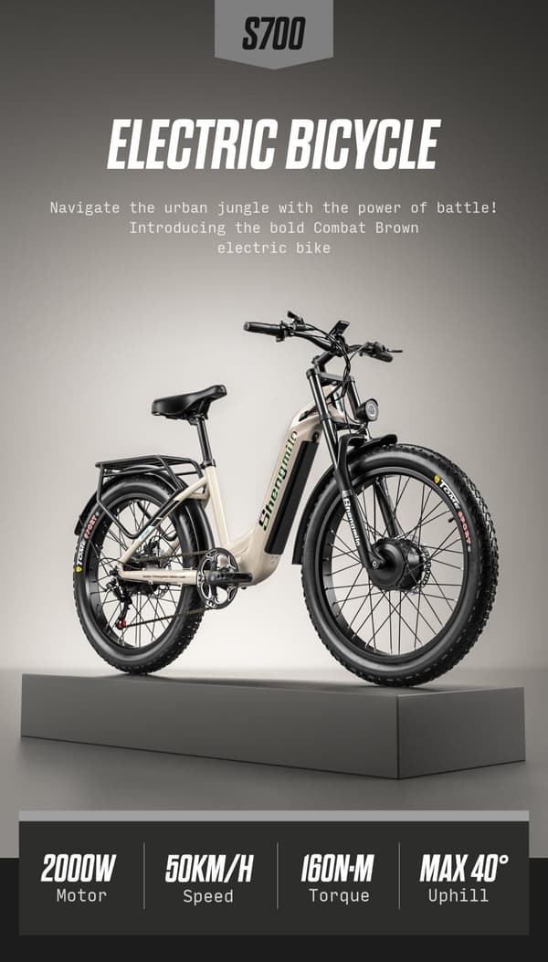 Shengmilo S700 48V 17.5AH batteri vuxen elcykel, hastighet 45 km/h, uthållighet 75 km, 1000W*2 motor, 26*3.0 breda däck, dubbelmotor, Samsung batteri