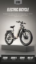 Miniatyrbild 6 av 11: Shengmilo S700 48V 17.5AH batteri vuxen elcykel, hastighet 45 km/h, uthållighet 75 km, 1000W*2 motor, 26*3.0 breda däck, dubbelmotor, Samsung batteri