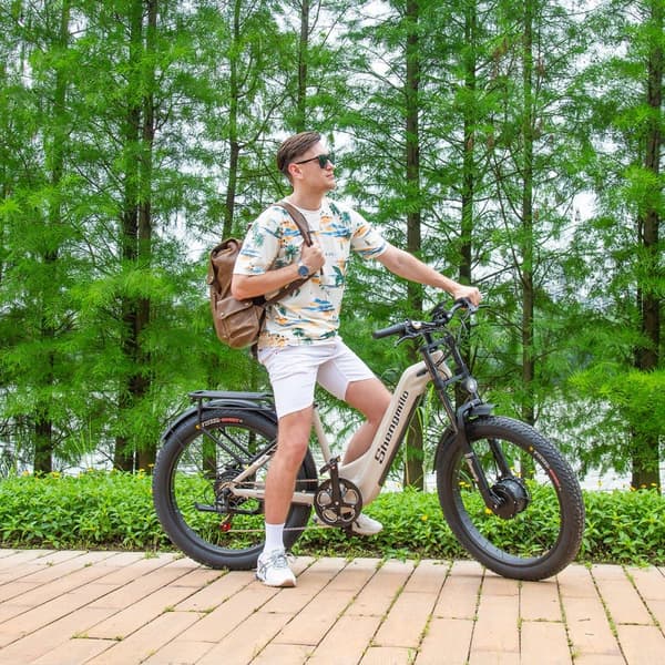 Shengmilo S700 48V 17.5AH batteri vuxen elcykel, hastighet 45 km/h, uthållighet 75 km, 1000W*2 motor, 26*3.0 breda däck, dubbelmotor, Samsung batteri