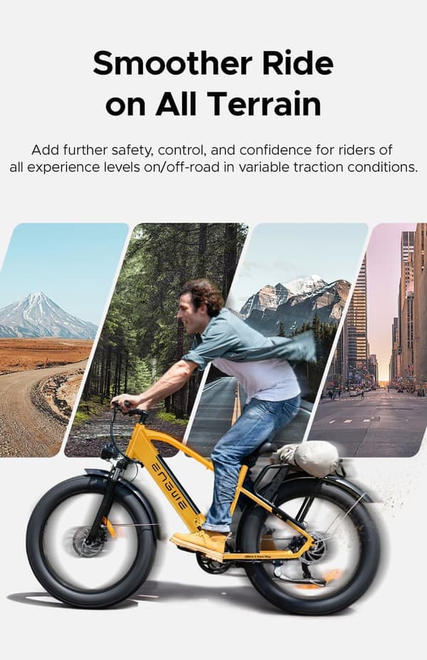 ENGWE E26 ST 250W Motor 16AH Batteri, 25km/h Hastighet 140km Räckvidd, 26*4.0 Inch Bucket Däck Vuxen Elektrisk Cykel-Gul
