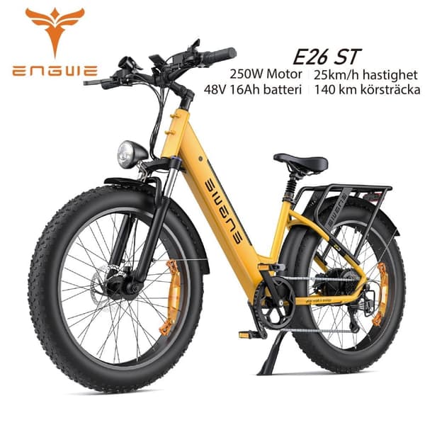 ENGWE E26 ST 250W Motor 16AH Batteri, 25km/h Hastighet 140km Räckvidd, 26*4.0 Inch Bucket Däck Vuxen Elektrisk Cykel-Gul