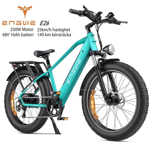 ENGWE E26 25km/h Hastighet 140km Räckvidd, 250 Watt Motor 16AH, 26*4.0 Inch Bucket Däck Elcykel för vuxna