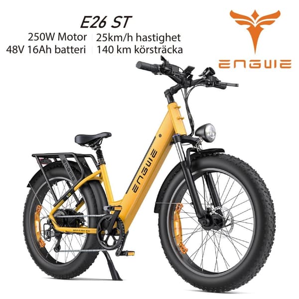 ENGWE E26 ST 25km/h Hastighet 140km Räckvidd, 250 Watt Motor 16AH Batteri, 26*4.0 Inch Bucket Däck Elcykel för vuxna