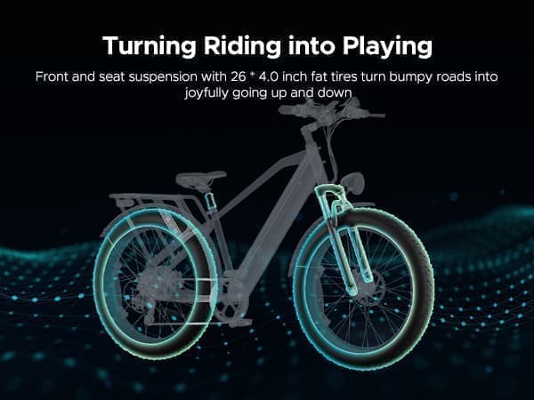 ENGWE E26 ST 25km/h Hastighet 140km Räckvidd, 250 Watt Motor 16AH Batteri, 26*4.0 Inch Bucket Däck Elcykel för vuxna
