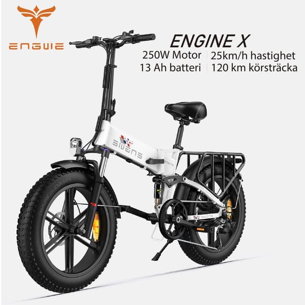 ENGWE Engine X 250 Watt Motor, 13AH Batteri, 25km/h Hastighet, 120km Räckvidd, 20*4.0 Inch Fat Däck Vuxen Hopfällbar Elektrisk Cykel